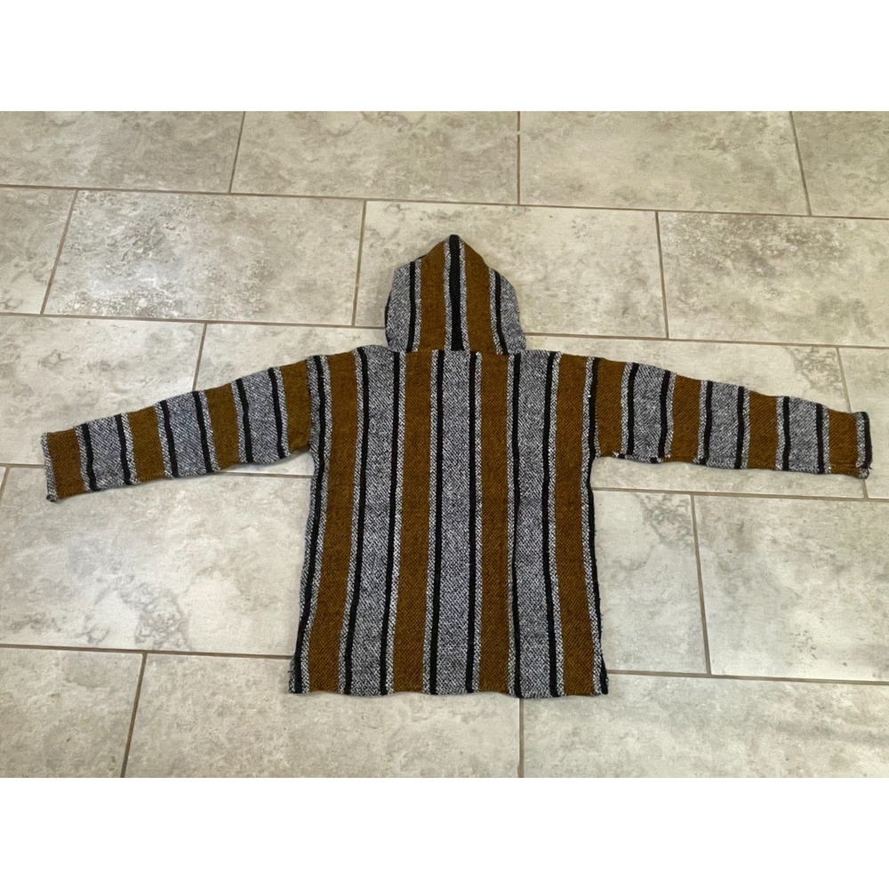 Striped Brown and Gray Men's Hoodie - Picture 5 of 7
